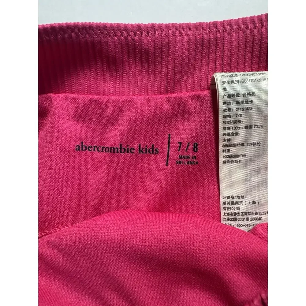 Abercrombie Kids Girls Bikini Set Size 7 8 Pink Ribbed Cross Strap Swimwear